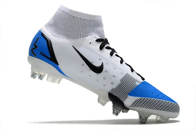 Nike Mercurial Haut-Coupé Bleu Violet Vert Néon Terre ferme Chaussures de football 23