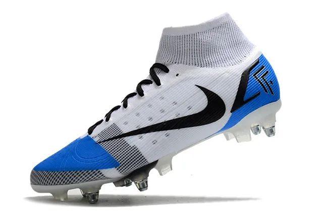 Nike Mercurial Haut-Coupé Bleu Violet Vert Néon Terre ferme Chaussures de football 24