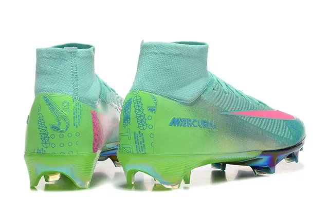 Nike Mercurial High-Cut Iridescent Teal Green Pink Firm-Ground Soccer Shoes 2