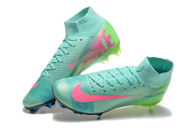 Nike Mercurial High-Cut Iridescent Teal Green Pink Firm-Ground Soccer Shoes 3