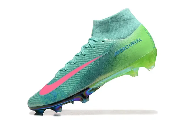 Nike Mercurial High-Cut Iridescent Teal Green Pink Firm-Ground Soccer Shoes 5