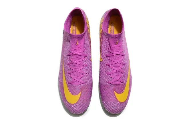 Nike Mercurial Violet Jaune Upper maille iridescente Plaque de semelle holographique Firm-Ground Chaussures de football 2