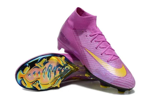 Nike Mercurial Violet Jaune Upper maille iridescente Plaque de semelle holographique Firm-Ground Chaussures de football 3