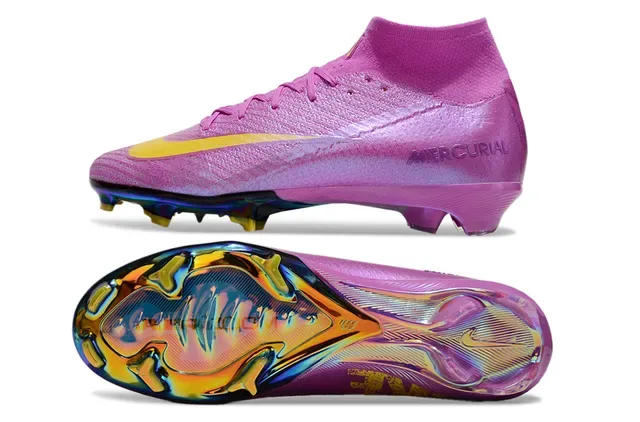 Nike Mercurial Violet Jaune Upper maille iridescente Plaque de semelle holographique Firm-Ground Chaussures de football 5