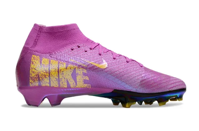 Nike Mercurial Violet Jaune Upper maille iridescente Plaque de semelle holographique Firm-Ground Chaussures de football 7