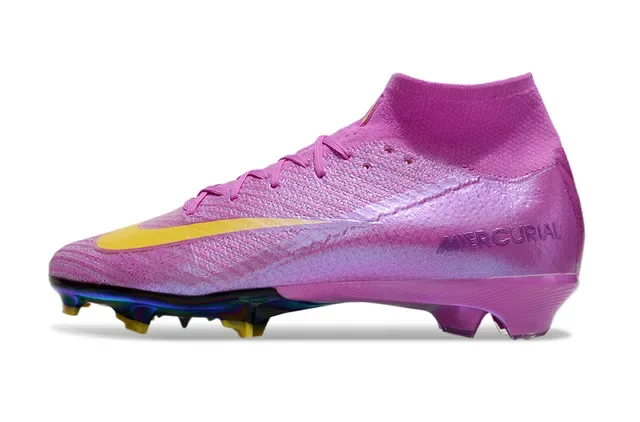 Nike Mercurial Violet Jaune Upper maille iridescente Plaque de semelle holographique Firm-Ground Chaussures de football 8