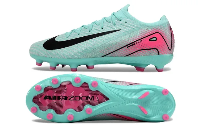 Nike Mercurial Vapor Blue Pink Knit Upper Molded Studs Firm-Ground Soccer Shoes 5