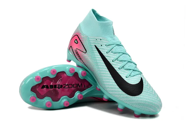 Nike Mercurial Vapor Sapatos de Futebol Azul Rosa com Upper de Malha Tipo Meia para Campo Firme 3