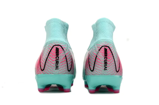 Nike Mercurial Vapor Sapatos de Futebol Azul Rosa com Upper de Malha Tipo Meia para Campo Firme 4