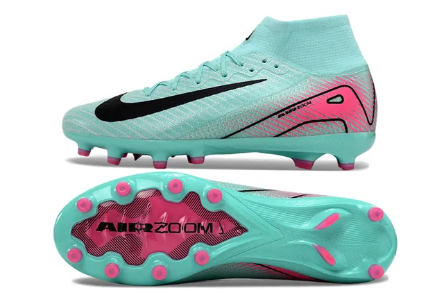 Nike Mercurial Vapor Sapatos de Futebol Azul Rosa com Upper de Malha Tipo Meia para Campo Firme 5