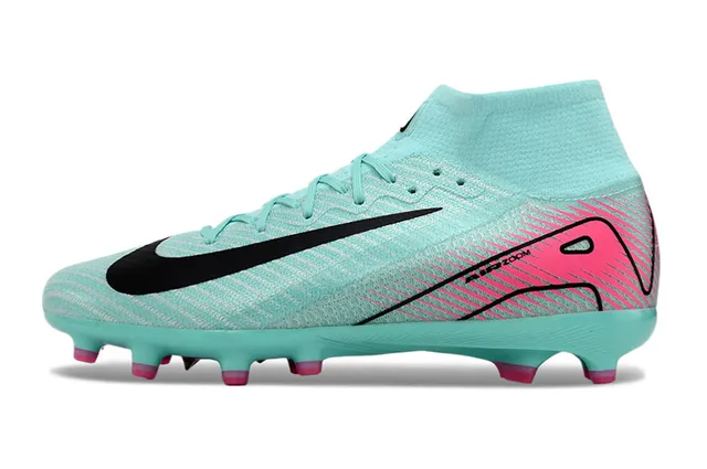 Nike Mercurial Vapor Sapatos de Futebol Azul Rosa com Upper de Malha Tipo Meia para Campo Firme 8