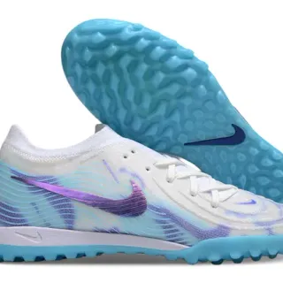 Nike Mercurial Vapor 白色蓝色针织鞋面 彩虹紫 Swoosh 草地足球鞋