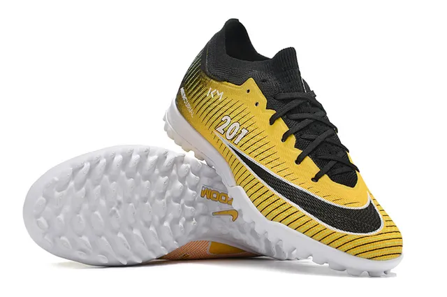 Nike Mercurial Vapor पीला काला Flyknit Upper Dynamic Fit Collar टर्फ सोकर जूते 2