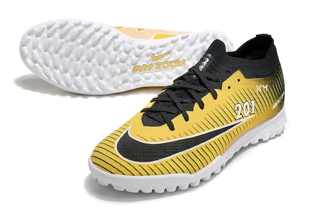 Nike Mercurial Vapor पीला काला Flyknit Upper Dynamic Fit Collar टर्फ सोकर जूते 3
