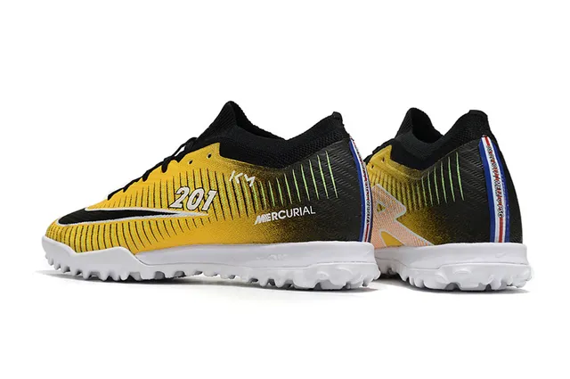 Nike Mercurial Vapor पीला काला Flyknit Upper Dynamic Fit Collar टर्फ सोकर जूते 4