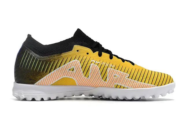 Nike Mercurial Vapor पीला काला Flyknit Upper Dynamic Fit Collar टर्फ सोकर जूते 5