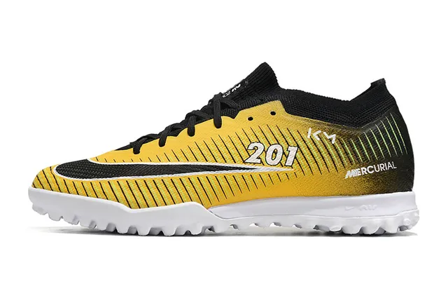 Nike Mercurial Vapor पीला काला Flyknit Upper Dynamic Fit Collar टर्फ सोकर जूते 6