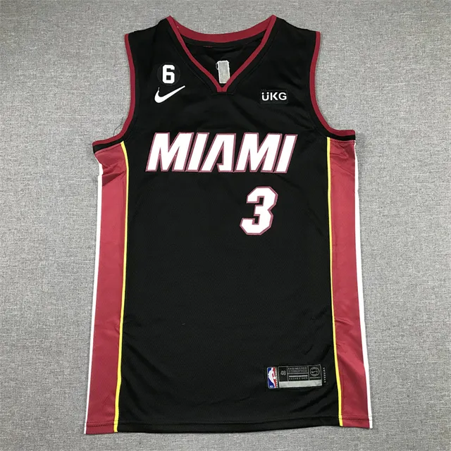 Nike Miami Heat Dwyane Wade Legacy काली लाल बिना आस्तीन वाली मेश V-Neck Collar जर्सी 3