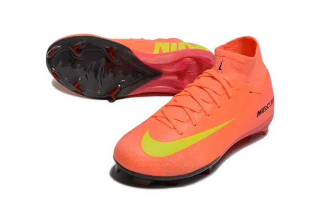 Nike laranja verde alto-corte botim upper ajuste dinâmico colar solo firme sapatos de futebol 3