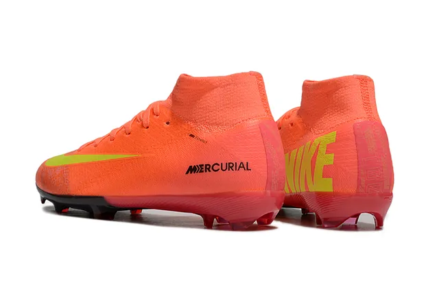 Nike laranja verde alto-corte botim upper ajuste dinâmico colar solo firme sapatos de futebol 4