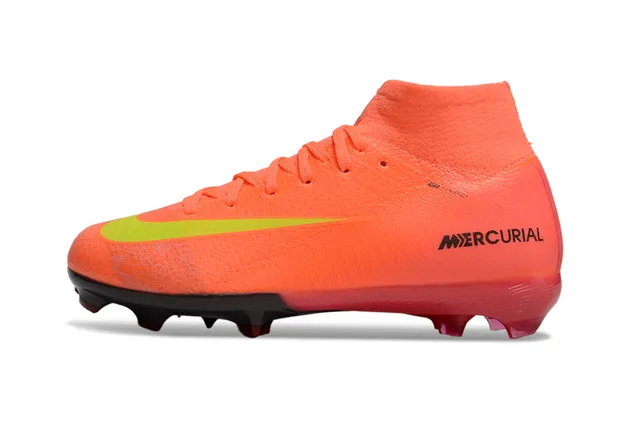 Nike laranja verde alto-corte botim upper ajuste dinâmico colar solo firme sapatos de futebol 6