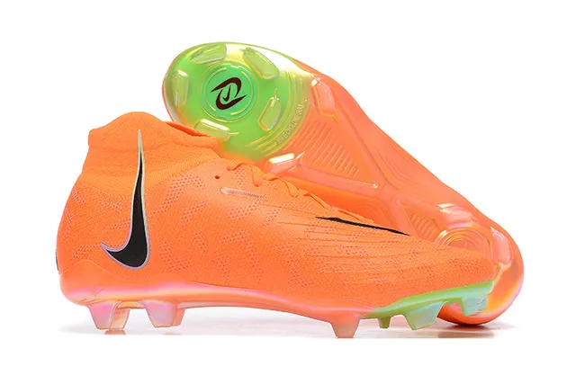Nike Orange Vert Haut-coupé Collet d'ajustement de chaussette Translucide Semelle multicolor Sol ferme Chaussures de soccer 1