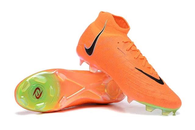 Nike Orange Vert Haut-coupé Collet d'ajustement de chaussette Translucide Semelle multicolor Sol ferme Chaussures de soccer 3