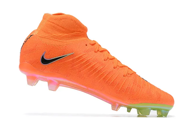 Nike Orange Vert Haut-coupé Collet d'ajustement de chaussette Translucide Semelle multicolor Sol ferme Chaussures de soccer 4