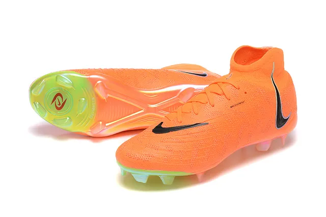Nike Orange Vert Haut-coupé Collet d'ajustement de chaussette Translucide Semelle multicolor Sol ferme Chaussures de soccer 7