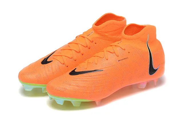 Nike Orange Vert Haut-coupé Collet d'ajustement de chaussette Translucide Semelle multicolor Sol ferme Chaussures de soccer 8