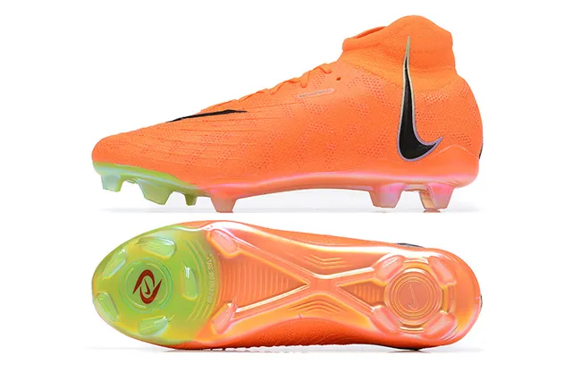 Nike Orange Vert Haut-coupé Collet d'ajustement de chaussette Translucide Semelle multicolor Sol ferme Chaussures de soccer 9