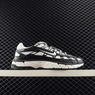 Nike P-6000 حذاء رياضي أسلوب حياة أسود وأبيض شبكي وجلد