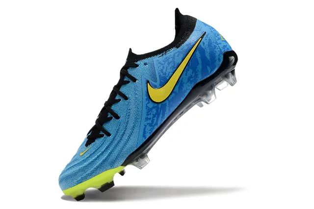 Nike Phantom GT أزرق أصفر منخفض القطع كولار في شكل جورب أرض صلبة أحذية كرة القدم 4