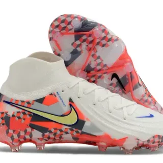 Nike Phantom GT Xadrez Branco e Laranja Solo Firme Sapatos de Futebol
