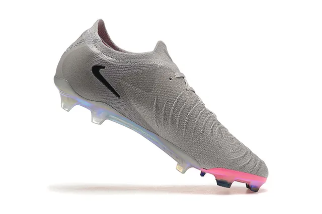 Nike Phantom GT Cinza Rosa Sock-Fit Knit Upper Asymmetric Lacing Firm-Ground Sapatos de Futebol 4