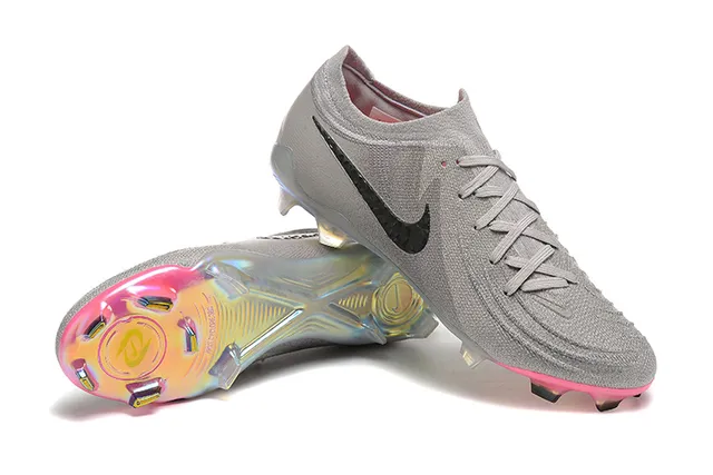 Nike Phantom GT Cinza Rosa Sock-Fit Knit Upper Asymmetric Lacing Firm-Ground Sapatos de Futebol 6
