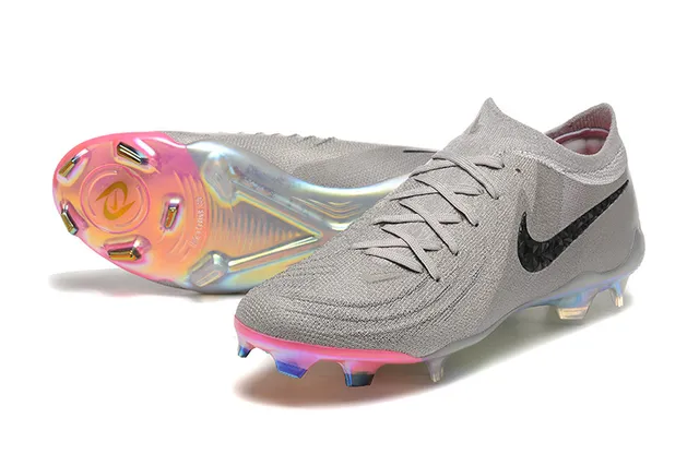 Nike Phantom GT Cinza Rosa Sock-Fit Knit Upper Asymmetric Lacing Firm-Ground Sapatos de Futebol 7