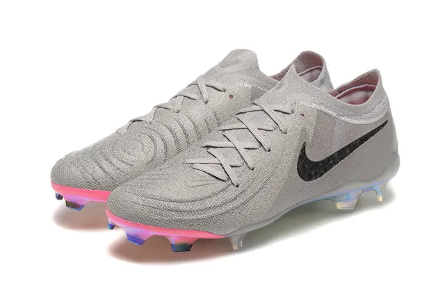 Nike Phantom GT Cinza Rosa Sock-Fit Knit Upper Asymmetric Lacing Firm-Ground Sapatos de Futebol 8