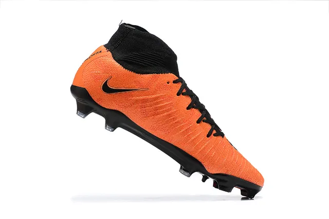 Nike Phantom GT Orange Black Alto Corte Colar Calcetim Campo Firme Sapatos de Futebol 3