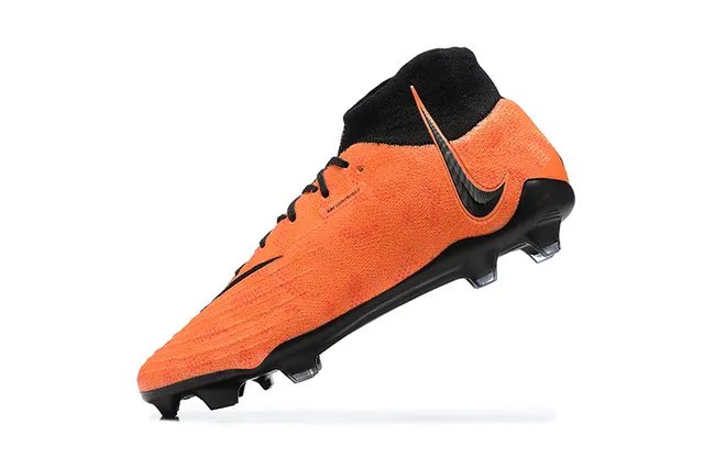 Nike Phantom GT Orange Black Alto Corte Colar Calcetim Campo Firme Sapatos de Futebol 4