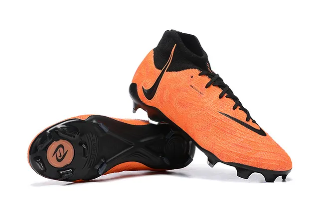 Nike Phantom GT Orange Black Alto Corte Colar Calcetim Campo Firme Sapatos de Futebol 5