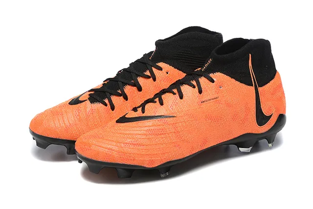 Nike Phantom GT Orange Black Alto Corte Colar Calcetim Campo Firme Sapatos de Futebol 7