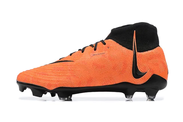 Nike Phantom GT Orange Black Alto Corte Colar Calcetim Campo Firme Sapatos de Futebol 9