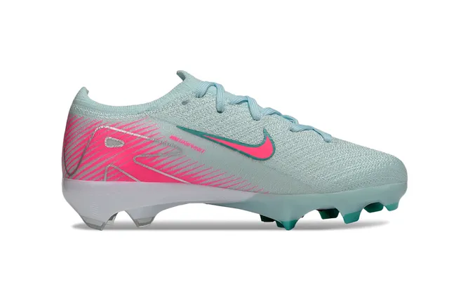 Nike Phantom GT Parte superior em tricô rosa e azul cadarços assimétricos Firm-Ground sapatos de futebol 2