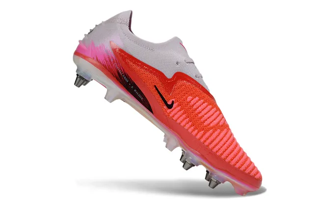 Nike Phantom GT Rouge Blanc Low-Cut Tricot Supérieur Iridescent Revêtement de Talon Sol Firme Chaussures de Football 2