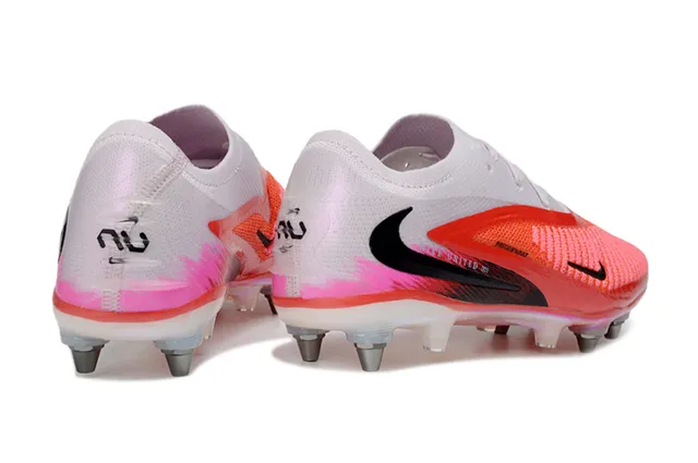 Nike Phantom GT Rouge Blanc Low-Cut Tricot Supérieur Iridescent Revêtement de Talon Sol Firme Chaussures de Football 5