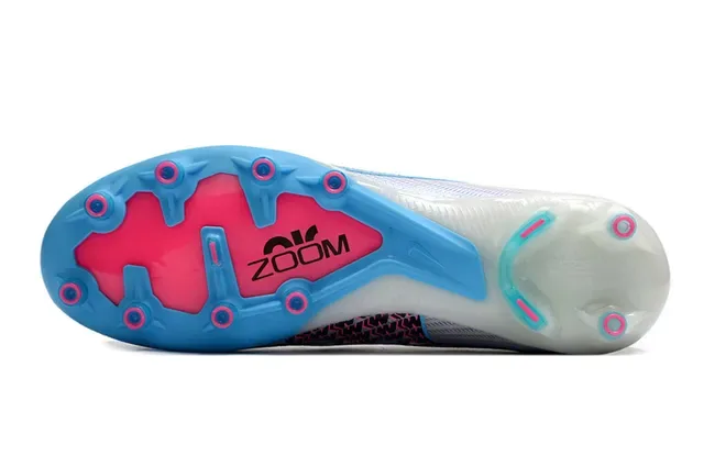 Nike Phantom GT White Blue Knit Upper Patterned Swoosh Overlay Firm-Ground Soccer Shoes 6