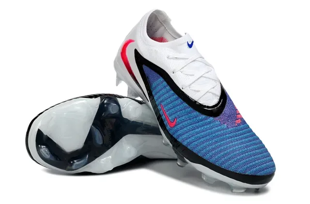 Nike Phantom GT أحذية كرة القدم أبيض أزرق منخفض القطعة قماش الرباط أرض صلبة 12