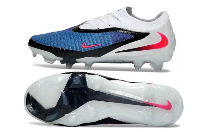 Nike Phantom GT أحذية كرة القدم أبيض أزرق منخفض القطعة قماش الرباط أرض صلبة 15