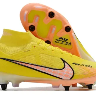 Nike Phantom GT Yellow Orange High-Cut Flyknit Upper Air Zoom Cushioning Firm-Ground Soccer Shoes